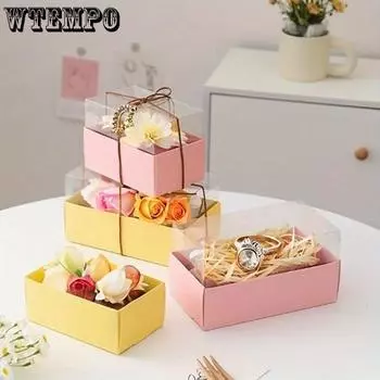 10 шт. Подарочная коробка с прозрачным окном, прозрачные прямоугольные коробки для угощений, мини-коробки для подарков на свадьбу, день рождения, вечеринку, класс, украшения, принадлежности 10pcs 13.5*10*10cm