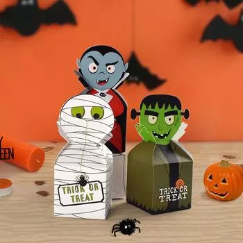 10 шт. подарочная упаковка для вечеринки на Хэллоуин, оригинальная упаковка для конфет в виде монстра на Хэллоуин, в наличии, цветные подарочные коробки 7x7x7cm