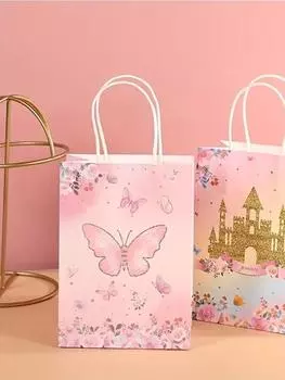 10 шт. подарочные пакеты для вечеринок в виде бабочек, пакеты для сладостей, пакеты для конфет, пакеты для угощений, свадебные пакеты для сладостей с ручками для дня рождения, свадьбы, детского душа 10pcs розовый