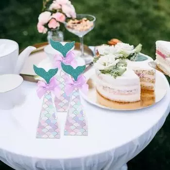 10 шт. Подарочные пакеты с наклейками «Спасибо» Коробки для вечеринок в стиле русалки Сувениры для детей День рождения Baby Shower Украшения для вечеринки в стиле русалки под морем