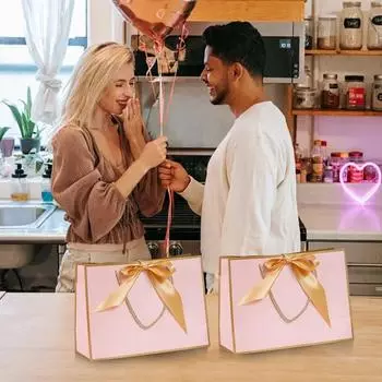 10 шт. подарочные пакеты, сумочка, подарочный пакет в золотой оправе для свадьбы, дня рождения, домашней вечеринки, крафт-бумажный пакет 19x15x7 см белый