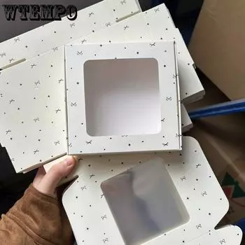 10 шт. подарочных коробок с окном, напечатанная коробка из крафт-бумаги, упаковка для угощений, аксессуары для волос, мыло, поделки, коробки для угощений, подарочная упаковка для дня рождения 10pcs