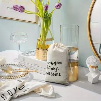 10 шт. подарочных пакетов с завязками «Спасибо» - 10 шт. Подарочные пакеты для вечеринок и праздников, упаковка для золотых и серебряных ювелирных изделий, затягивающиеся пакеты, хлопковые сумки с принтом 10pcs