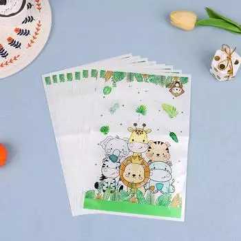 10 шт. подарочный пакет для конфет в стиле джунглей, сафари, зоопарка, упаковка для вечеринки по случаю дня рождения 25*16.5CM