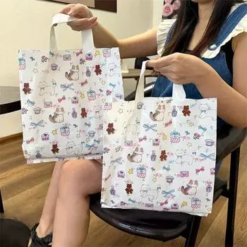 10 шт. Подарочный пакет, милый граффити-котенок, утолщенная сумка для покупок с изображением кота из мультфильма, пластиковый пакет для магазина одежды, сумка 25x30 см 25x30x8cm