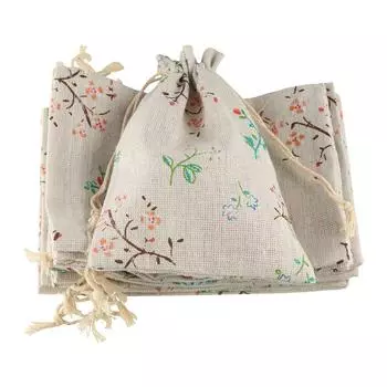 10 шт. Подарочный пакет с завязками на веточке и цветке, хлопковый пакет-саше, свадебный подарочный пакет, подарок на день рождения 10pcs