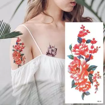 10 шт. поддельные татуировки для тела красивые сделай сам портативные крутые большие цветы временные для женщин V разноцветный