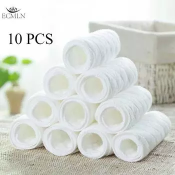 10 шт. подгузников из чистого хлопка для младенцев, вкладыши для подгузников, многоразовые, моющиеся, тканевые, для смены подгузников 10PCS белый