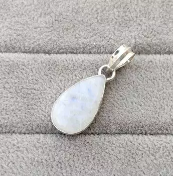 Крошечный кулон из лунного камня, стерлинговое серебро 925 пробы, подарочный кулон, ювелирные изделия ручной работы 14.05mm-15.7mm белый