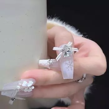 10 шт. подвески-бантики для ногтей из органзы, 3D-украшения, банты, узелки, стразы, корейские детали для ногтей, украшения для маникюра, кавайные аксессуары белый