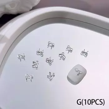 10 шт., подвески для дизайна ногтей, 3D бант, ювелирные изделия для дизайна ногтей, сплав, галстук-бабочка, золотые блестящие аксессуары для ногтей, салон маникюра, подарок
