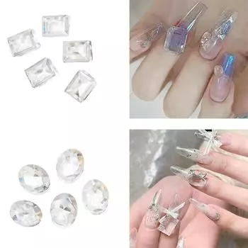 10 шт. Подвески для дизайна ногтей в форме сердца, стразы для ногтей, прямоугольные хрустальные украшения для ногтей, украшения для акриловых ногтей 3