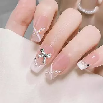 10 шт. Подвески для ногтей с бантом из металла 3D Украшения для ногтей из серебристого сплава Маникюрные стразы Бриллиантовые украшения Салон нейл-арта 0362