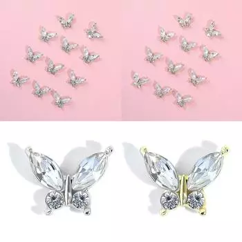 10 шт. Подвески для ногтей Стразы золотистые серебряные бриллиантовые украшения для ногтей сплав для ногтей украшения для ногтей принадлежности золотой