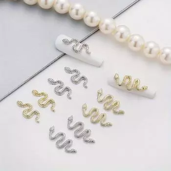 10 шт., подвески для ногтей в виде змеи из сплава, аксессуары для дизайна ногтей в виде змеи, принадлежности для дизайна ногтей для женщин и девочек, украшения для ногтей