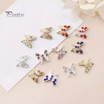 10 шт., подвески для ногтей в виде бабочек, блестящие стразы, инкрустация из искусственного кристалла, 3D подвески, аксессуары для маникюра «сделай сам», ювелирные изделия для дизайна ногтей, украшения для чехла для телефона, украшения для ногтей C