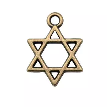 10 шт., подвески-подвески с гексаграммой, звездой Давида, для ювелирных изделий, античная бронза, цвет 17X13 мм