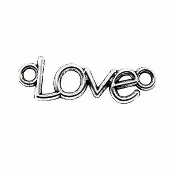 10 шт., подвески с разъемом «Любовь», компоненты ювелирных изделий, аксессуары, античное серебро, цвет цинкового сплава, 35X11 мм