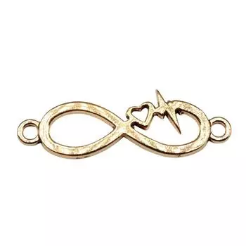 10 шт., подвески с символом бесконечности, сердцебиение, разъем для ювелирных изделий, цвет античного золота 32X11 мм