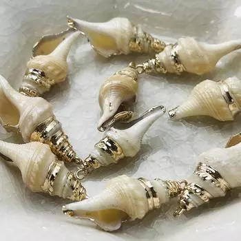 10 шт., Подвески-шармы из натуральной ракушки, раковины, сплава цинка с золотистым краем для DIY-аксессуаров для ожерелья, для креативного изготовления ювелирных изделий, сувениры для девичника 10Pcs/1433-15-35mm