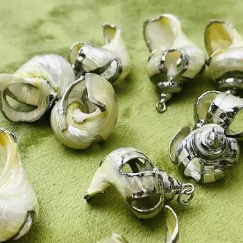 10 шт., Подвески-шармы из натуральной раковины конха с серебристым краем из цинкового сплава для DIY аксессуаров для ожерелья, Креативное изготовление ювелирных изделий, Женские Мужские Массовые Подарки для рукоделия 10Pcs/20-2528-30mm