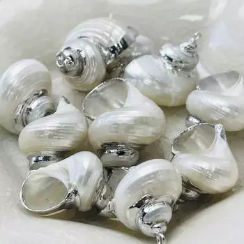 10 шт., Подвески-шармы из натуральной раковины конха с серебристым краем из цинкового сплава для DIY аксессуаров для ожерелья, Креативное изготовление ювелирных изделий, Женские Мужские Массовые Подарки для рукоделия 10Pcs/20-2525-32mm белый