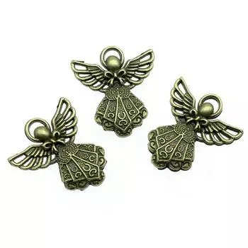 10 шт., подвески в виде ангела, винтажные ювелирные изделия, античный бронзовый цвет, брендовые: WYISYWG 26x23 мм