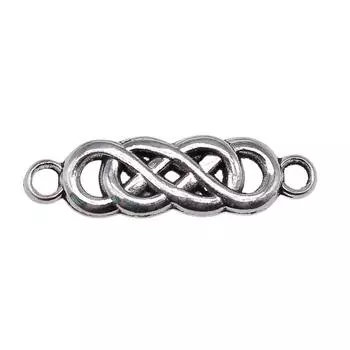 10 шт., подвески в виде бесконечности, компоненты ювелирных изделий, аксессуары, античное серебро, цвет цинкового сплава, 28X8 мм