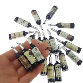 10 шт. подвески в виде бутылок вина из черной смолы для ожерелья, браслета, ювелирных изделий, подвески для бутылок, аксессуары для самостоятельного изготовления чёрный