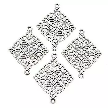 10 шт., подвески в виде цветка, женские ювелирные изделия, цвет антикварного серебра, бренд: WYISYWG 22x28 мм