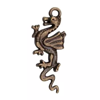10 шт. подвески в виде летающего дракона, античная бронза, цвет цинкового сплава, 27X11 мм