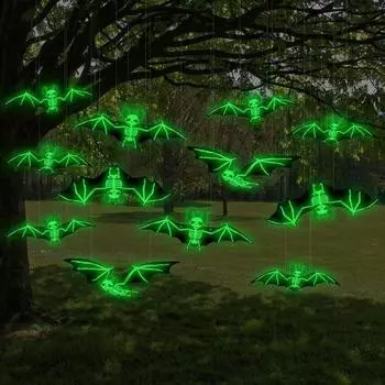 10 шт. подвесные летучие мыши на Хэллоуин реалистичные светящиеся скелетные летучие мыши украшения пластиковые летающие летучие мыши