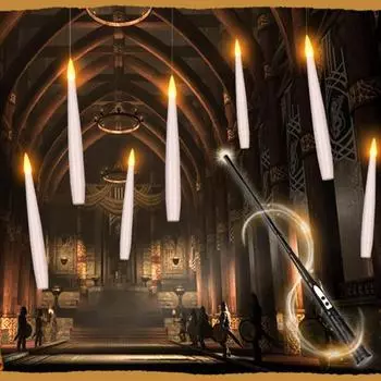 10 шт. подвесные свечи на Хэллоуин, светодиодные мерцающие беспламенные свечи, плавающие поддельные свечи с пультом дистанционного управления для украшения потолка в комнате для вечеринок 10 pcs