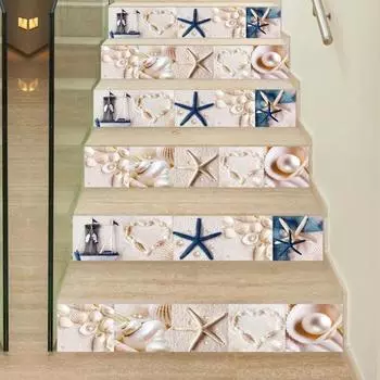 10 шт. Полезная съемная маслянистая наклейка на стену с изображением ракушки и морской звезды для отеля 10cm