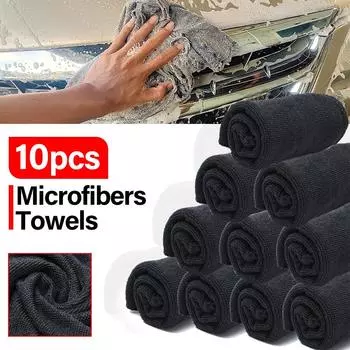 10 шт. Полировка и мытье полотенец из микрофибры для ухода за автомобилем, губки для детейлинга автомобиля, мягкие салфетки для дома и окон 30x40 см, черные