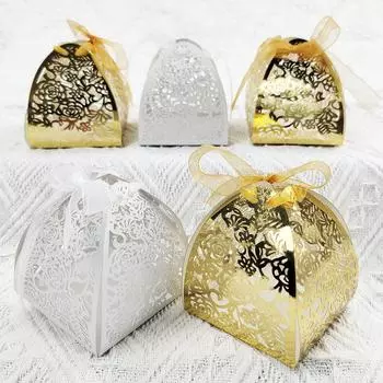 10 шт., полое сердце, роза, сувениры с лазерной резкой и лентой, подарочные коробки для конфет, дизайн, декор для свадьбы, дня рождения, сувенир, свадьба Other