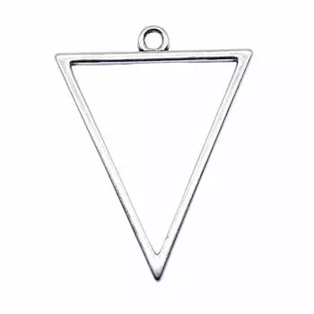 10 шт., полые геометрические треугольные серьги, аксессуары, подвески, компоненты ювелирных изделий, аксессуары, античное серебро, цвет цинкового сплава 34X25 мм