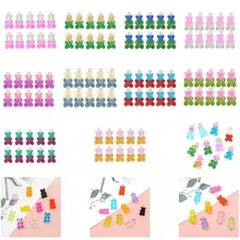 10 шт., популярный мультяшный милый подарок, высокое качество, яркие цвета, цепочка, слой медведя, бусины для DIY, кулон, ожерелья, ювелирные изделия для женщин, женская ручная работа 10PCS