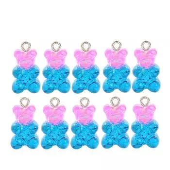 10 шт., популярный мультяшный милый подарок, высокое качество, яркие цвета, цепочка, слой медведя, бусины для DIY, кулон, ожерелья, ювелирные изделия для женщин, женская ручная работа 10PCS