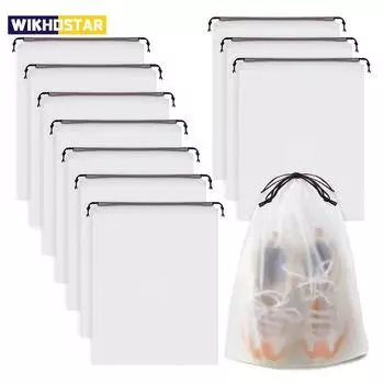 10 шт. Портативная сумка для хранения обуви с завязками на шнурке, эко-сумка для хранения всякой всячины, дорожная косметичка, водонепроницаемая прозрачная пластиковая сумка для хранения 10pcs 20*30cm