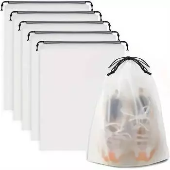 10 шт. Портативная сумка для хранения обуви с завязками на шнурке, эко-сумка для хранения всякой всячины, дорожная косметичка, водонепроницаемая прозрачная пластиковая сумка для хранения M