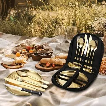 10 шт. портативный набор посуды набор посуды для кемпинга и пикника уличный набор посуды из нержавеющей стали серебряный