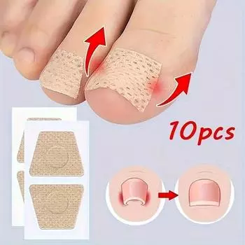 10 шт., повязка для вросших ногтей на ногах, облегчение боли, коррекция паронихии, педикюр, эластичная наклейка, повязка на палец ноги 10pcs