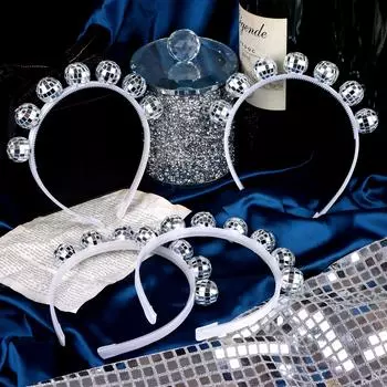 10 шт. повязка на голову в стиле диско-шар 70-х годов, ретро-диско-головной убор, зеркальный диско-шар, серебряный головной убор, диско-костюм, головной убор, диско-аксессуары