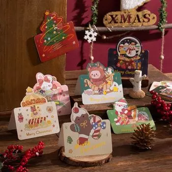 10 шт. Поздравительные открытки с Рождеством, индивидуальные чистые бумажные открытки, поздравительные приглашения на рождественскую вечеринку для гостей