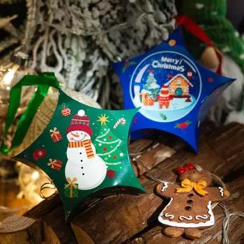 10 шт. пятиконечная звезда веселая рождественская коробка конфет рождественская елка Санта-Клаус бумажный подарок рождественская вечеринка коробка закуски подарочная сумка