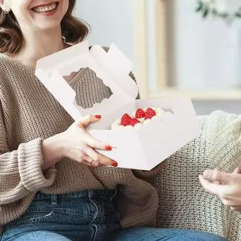 10 шт. практичная большая вместительная коробка для торта с сильной загрузкой, праздничный пирог, печенье, кекс, упаковка, чехол, товары для дома S белый