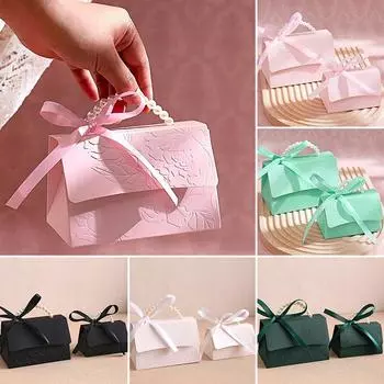 10 шт. праздничные подарки плотная бумага сувенир усовершенствованный чувство конфеты коробка узор розы ручной тип пустая коробка жемчуг ручной S