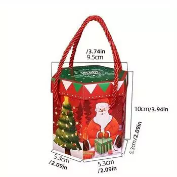 10 шт. Праздничные рождественские подарочные коробки с ручками-веревками, с мультяшными рисунками Санты и оленей, очаровательная бумажная упаковка на рождественскую тематику красный