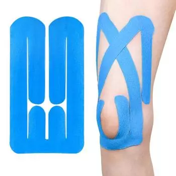 10 шт. предварительно нарезанной кинезиологической ленты для колена, водонепроницаемая спортивная лента для поддержки колена, спортивная фитнес-лента синий
